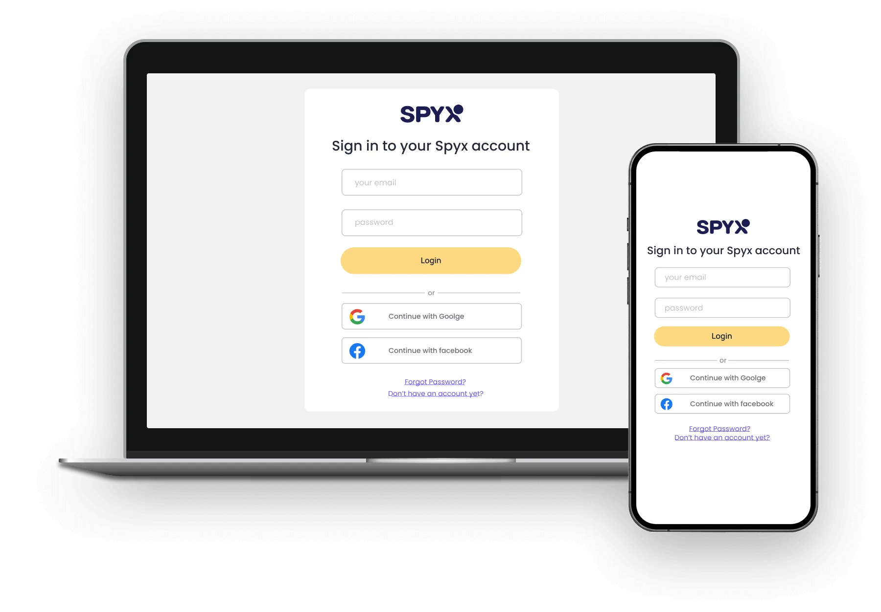 평소 사용하는 이메일을 계정으로 선택하고 비밀번호를 설정한 후 spyx 계정을 등록하세요.