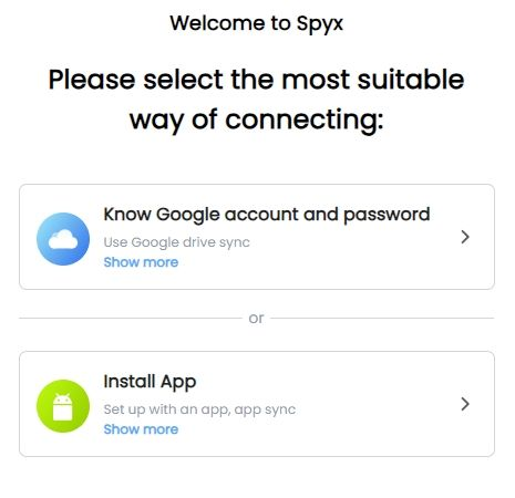 O SpyX possui dois métodos de monitoramento de telefones Android.