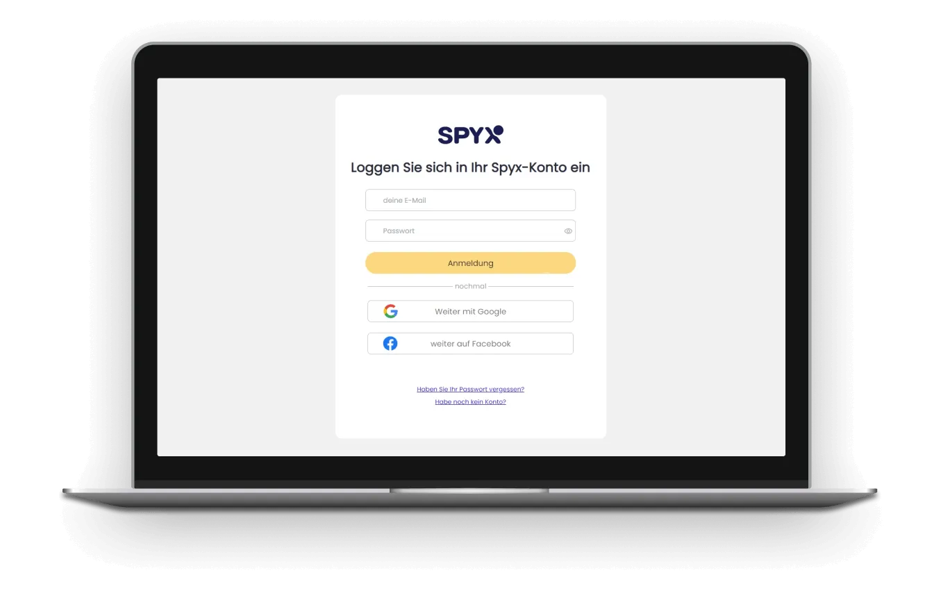 Choose your usual email as your account, set a password and register a spyx account.