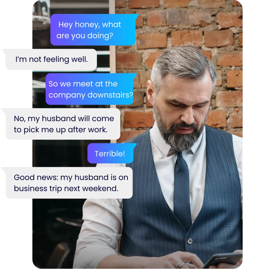 Husband checking wife's chat history