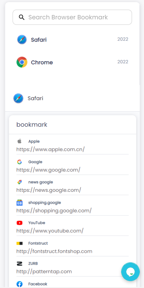 Browser history and bookmarks