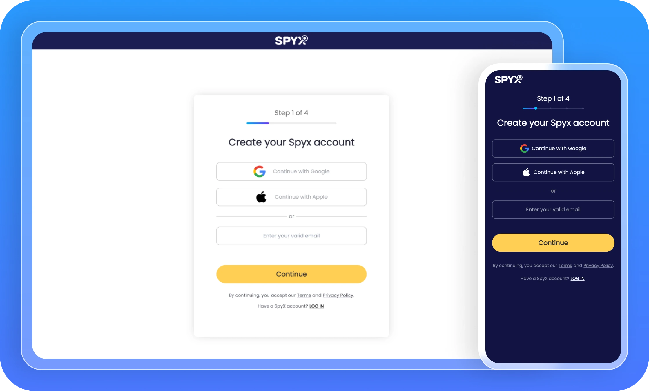 Create an Account preview